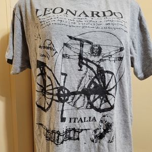 Leonardo DaVinci ITALIA Art T-Shirt. Size XLarge Grey
